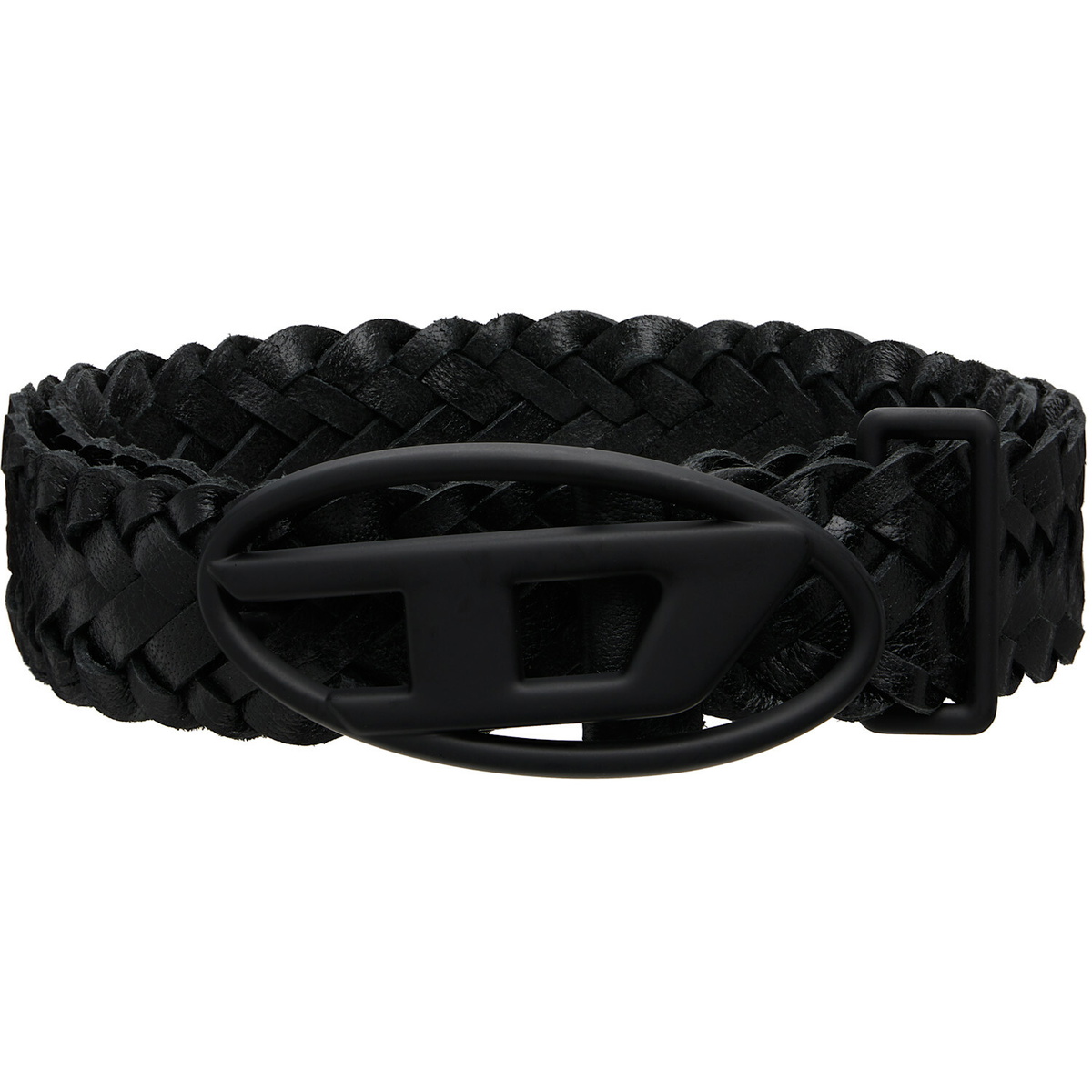 Diesel Black 4cm Braided Leather Belt