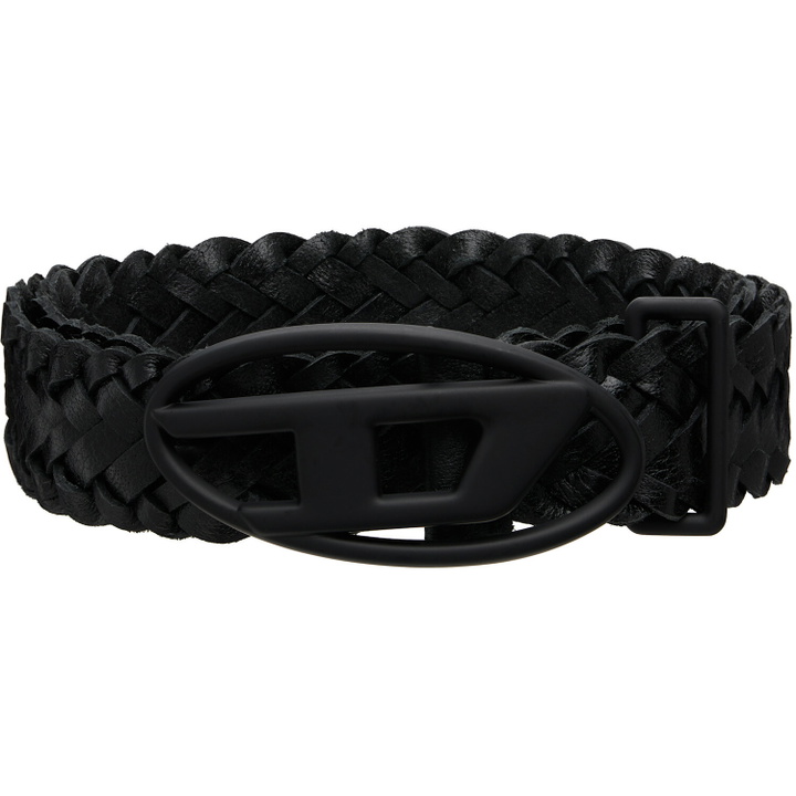Photo: Diesel Black 4cm Braided Leather Belt