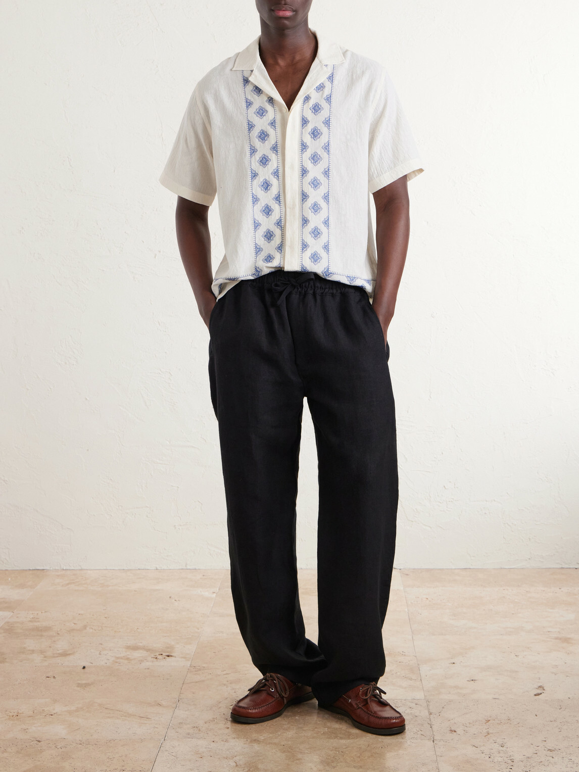 Orlebar Brown - Maitan Camp-Collar Embroidered Cotton Shirt - Neutrals