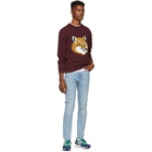 Maison Kitsune Burgundy Fox Head Sweater