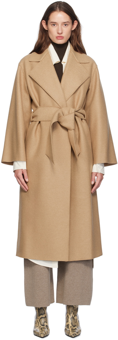 Harris Wharf London Beige Belted Clutch Coat