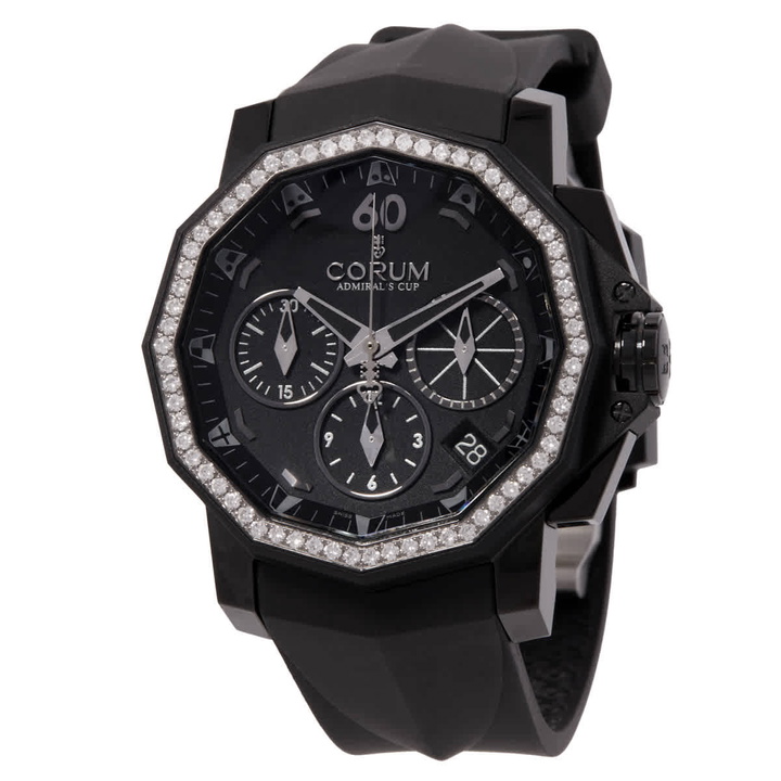 Photo: Corum Admiral's Cup Chronograph Automatic Diamond Black Dial Watch 984.970.97/F371 AN32