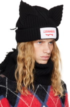 Charles Jeffrey LOVERBOY Black Chunky Ears Beanie Scarf