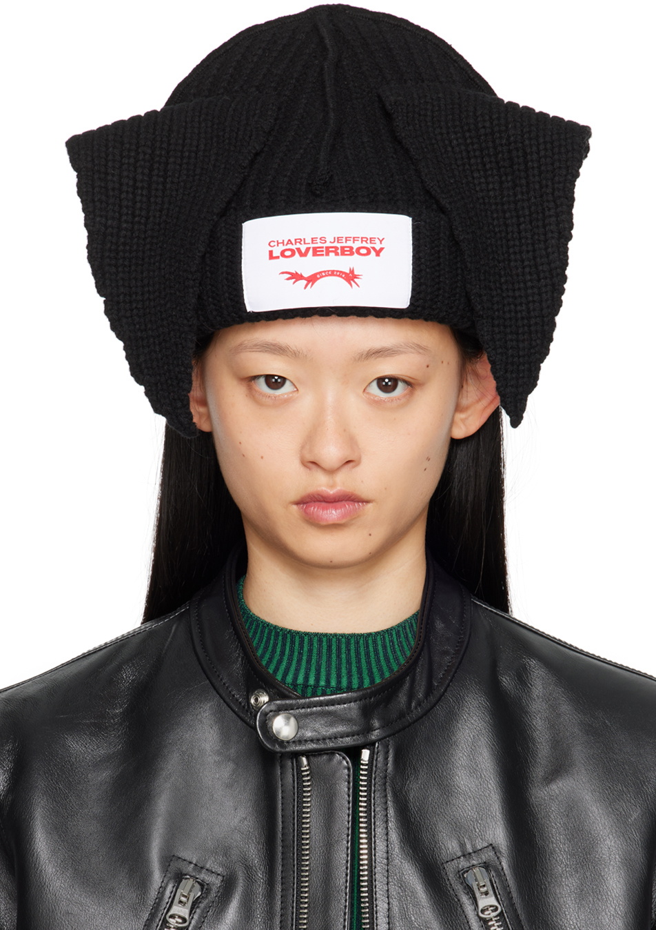 帽子 Charles Jeffrey Loverboy flappy hat 24ss Charles Jeffrey LOVERBOY Black Floppy Ears Beanie Charles