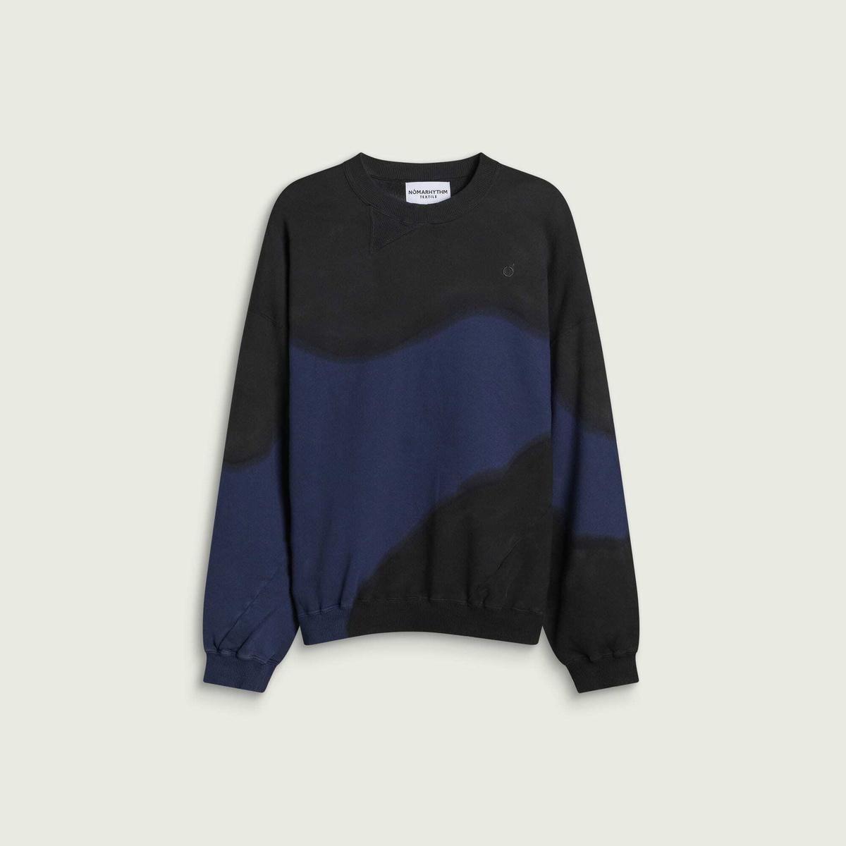 NOMARHYTHM TEXTILE Men's Hand Dye Twist Sweatshirt in Navy X Black