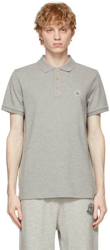 Photo: Moncler Grey Tricolor Logo Polo