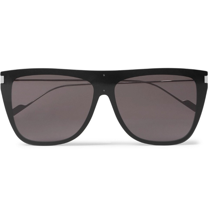 Photo: Saint Laurent - D-Frame Acetate and Silver-Tone Sunglasses - Men - Black