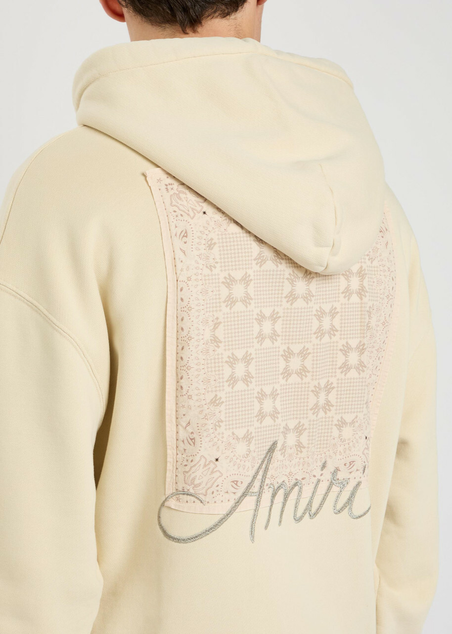 Amiri Ma Quad Checkerboard Logo-embroidered Hooded Cotton Sweatshirt Off White