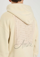 Amiri Ma Quad Checkerboard Logo-embroidered Hooded Cotton Sweatshirt Off White