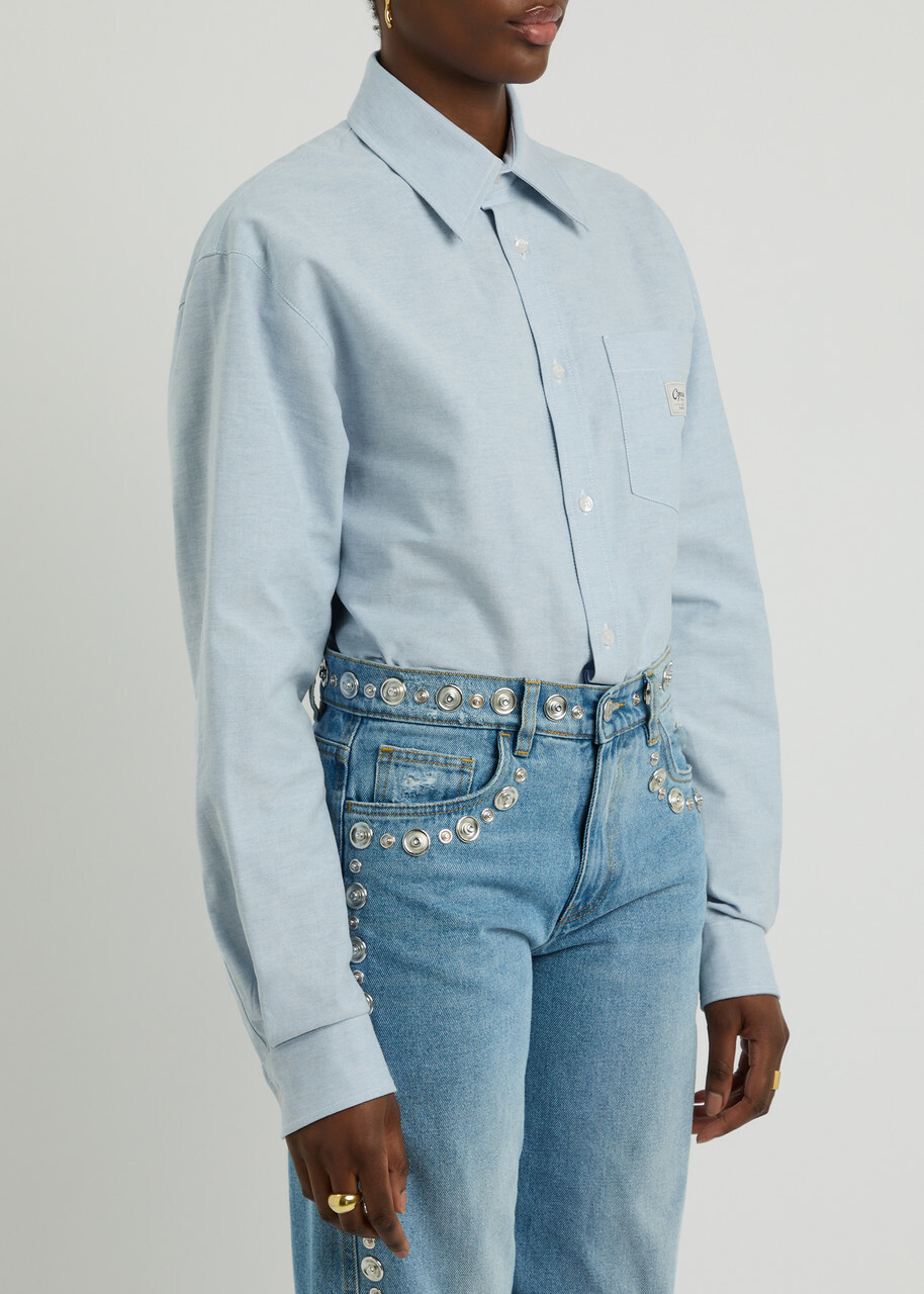 Coperni Oxford Cotton Shirt Bodysuit Blue