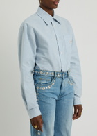 Coperni Oxford Cotton Shirt Bodysuit Blue