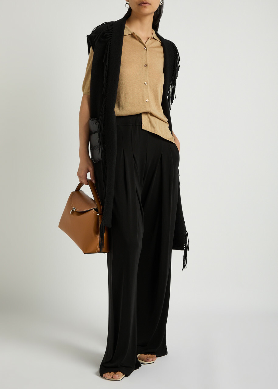 Herno Fringed Panelled Wool-blend Gilet Black