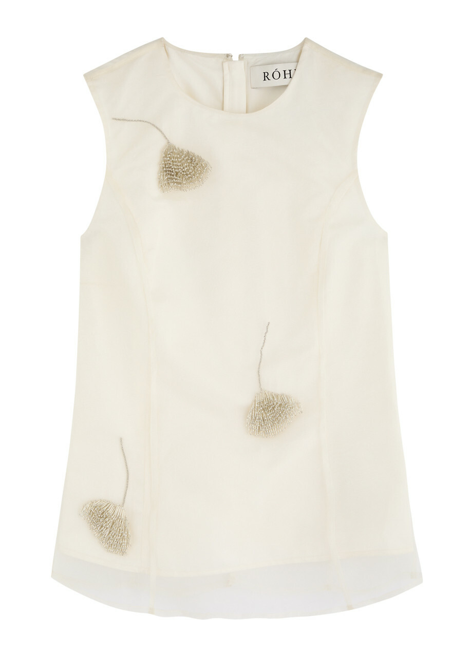Off white bow organza top