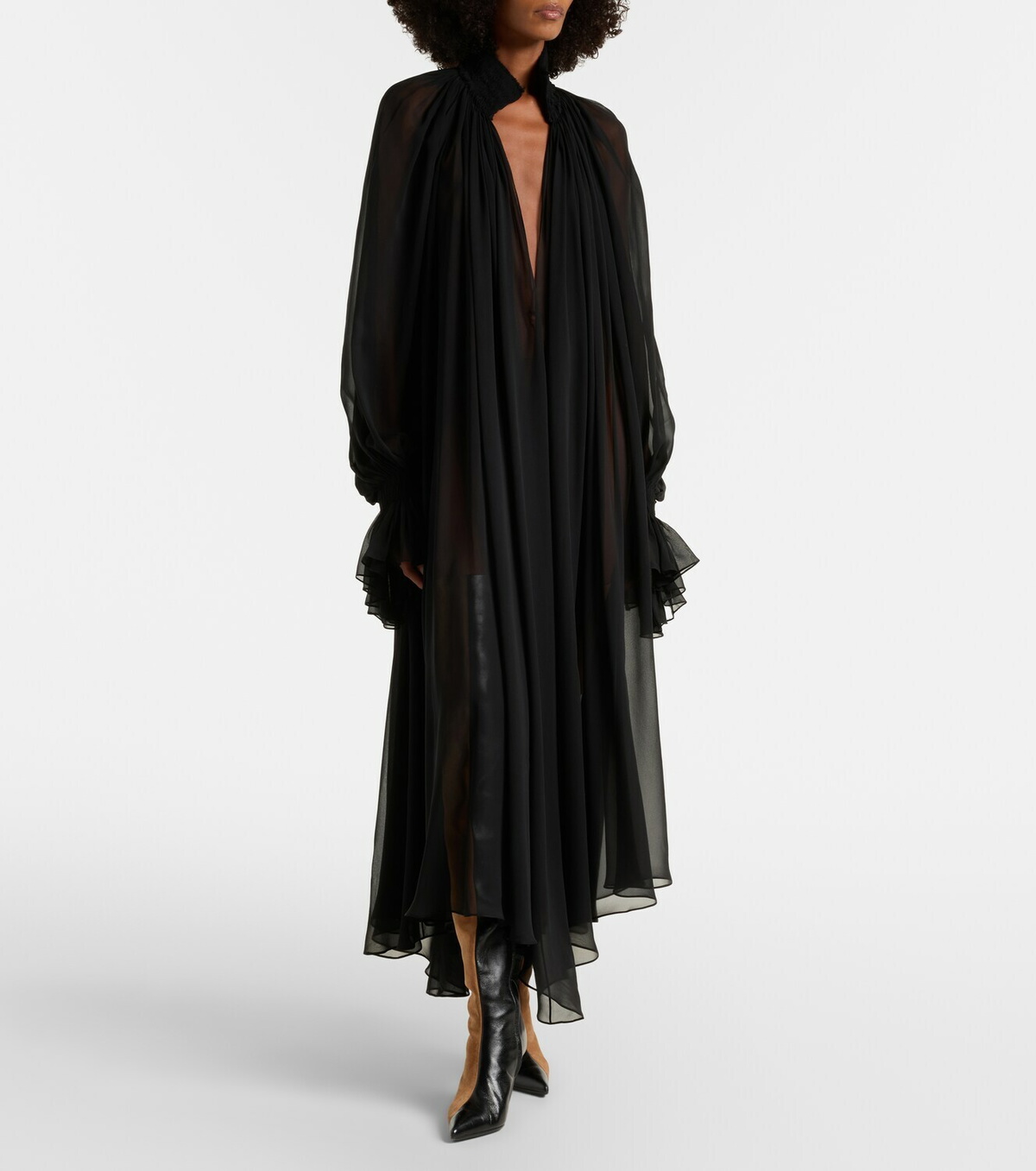 Khaite Edgar semi-sheer silk tulle midi dress