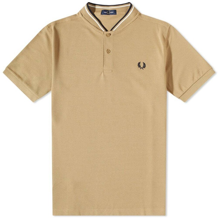 Photo: Fred Perry Men's Bomber Jacket Collar Polo Shirt in Warm Stone
