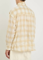 Picante Rocco Checked Crinkled Cotton-blend Overshirt Ivory