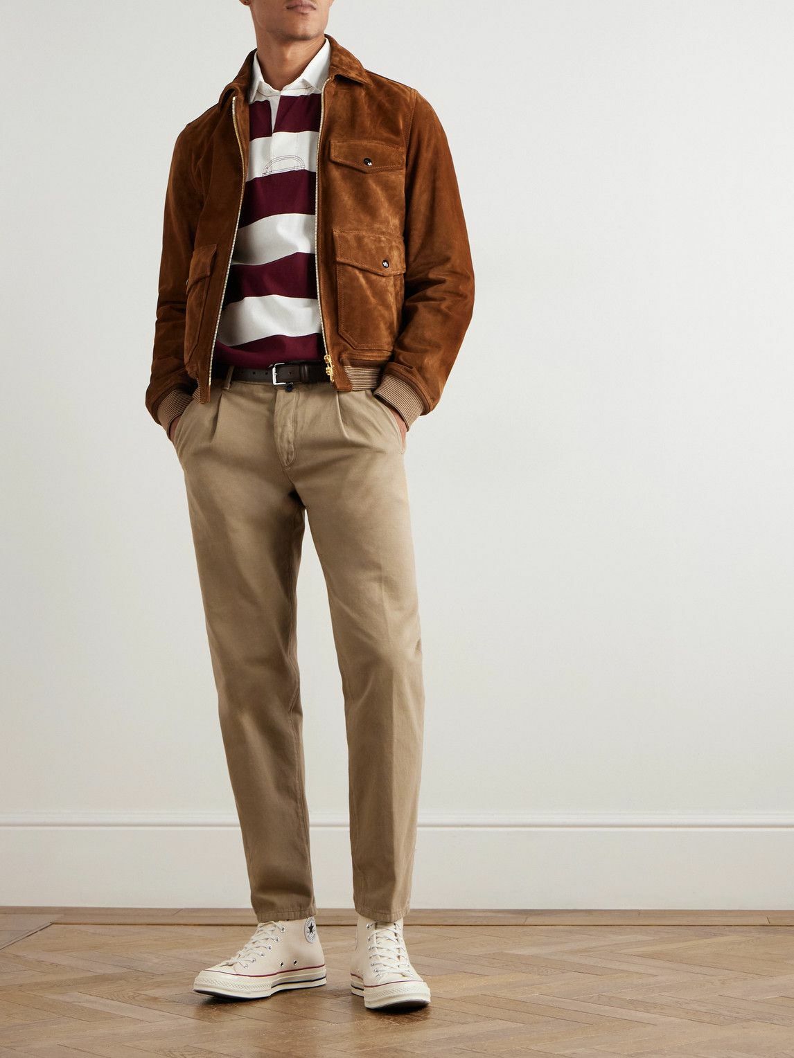 Incotex - Incotex Blue Division Straight-Leg Pleated Cotton and Cashmere-Blend Twill Trousers - Neutrals