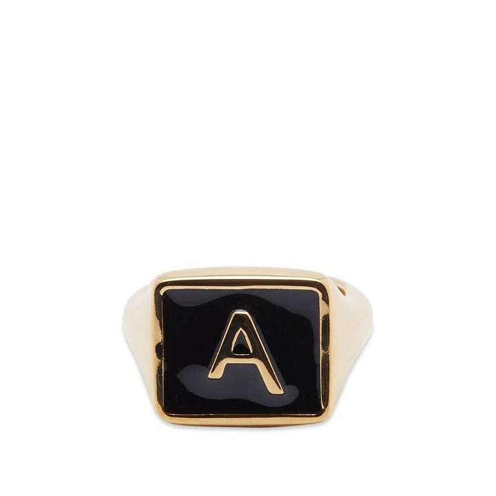 Photo: A.P.C. Men's A Plaque Signet Ring in Gold