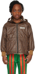 Mini Rodini Kids Brown Houndstooth Windbreaker Jacket