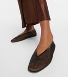 Le Monde Béryl Luna leather-trimmed mesh ballet flats