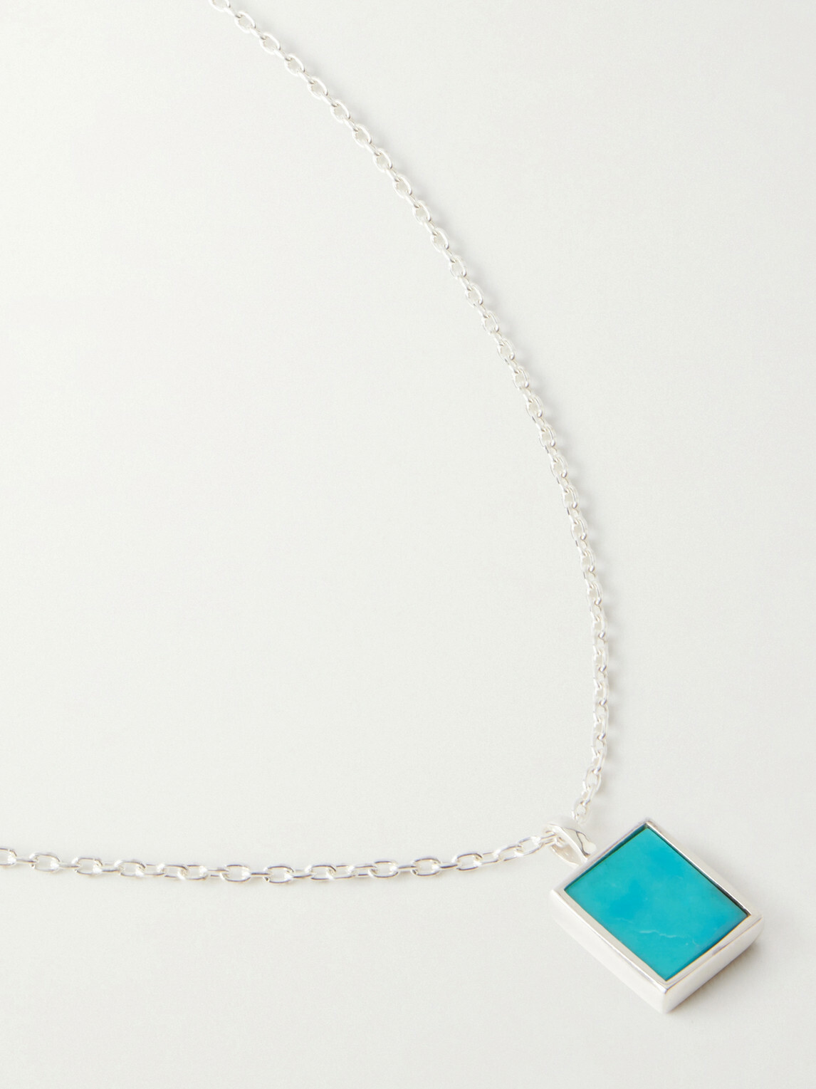 Mikia - Rectangle Sterling Silver Turquoise Necklace