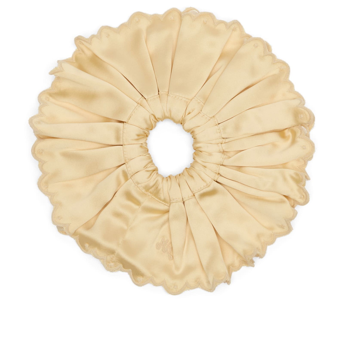 Damson Madder Women's Button Detail Satin Scrunchie in Yellow 