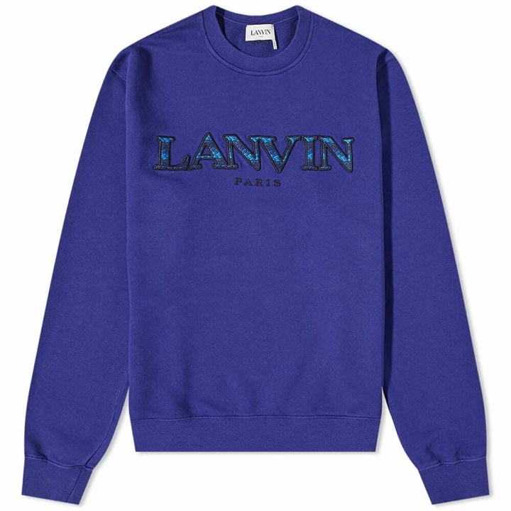 Photo: Lanvin Men's Curb Embroidered Crew Sweat in Majorelle Blue