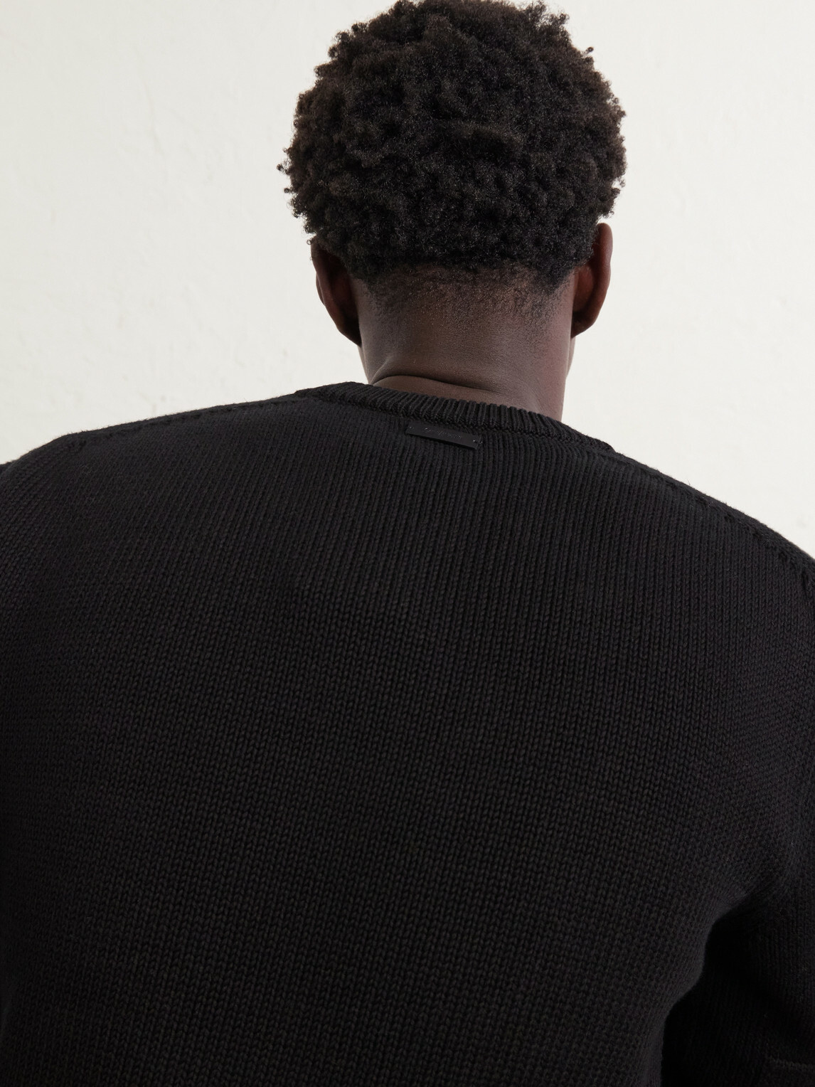 SAINT LAURENT - Waffle-Knit Cotton Sweater - Black