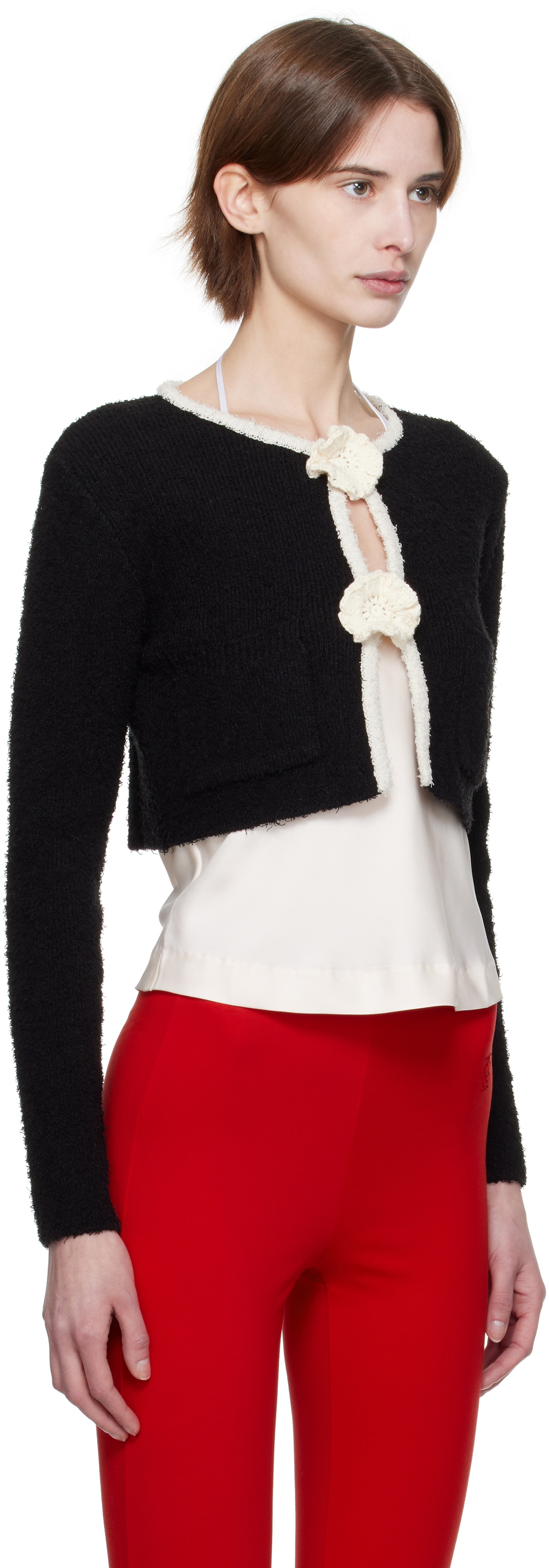 Kijun Black Crochet Knit Cardigan