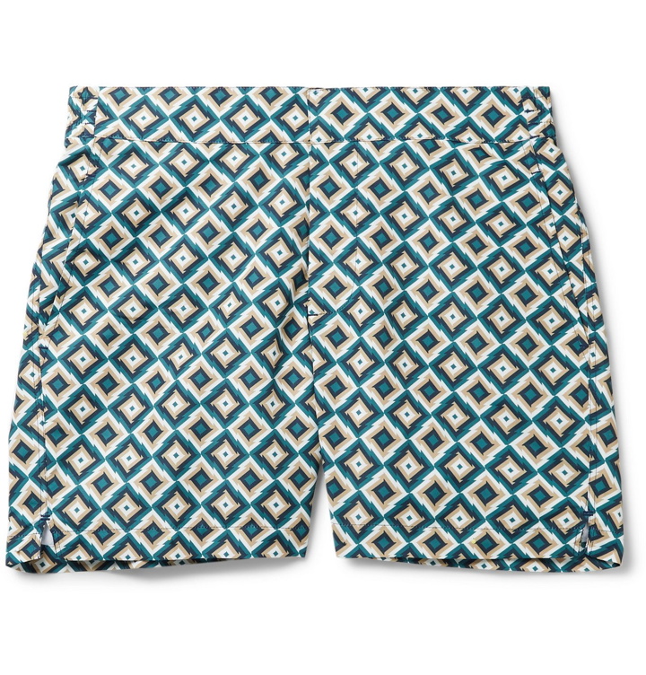 Photo: Frescobol Carioca - Pangra Short-Length Printed Swim Shorts - Blue