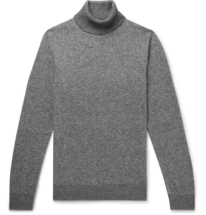 Photo: Loro Piana - Mélange Cashmere and Silk-Blend Rollneck Sweater - Gray
