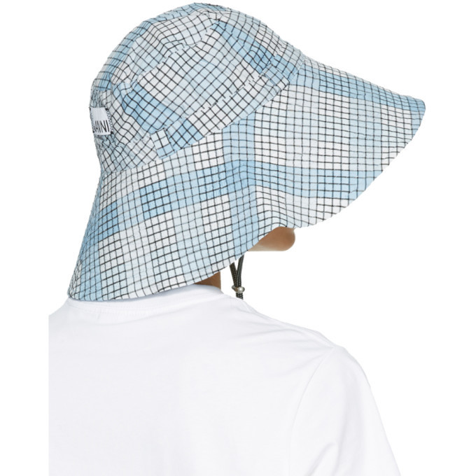 GANNI CHECK AZURE BLUE HAT OS Ganni Unixsex Cotton Canvas Baseball Cap Check Azure Blue  main image 2