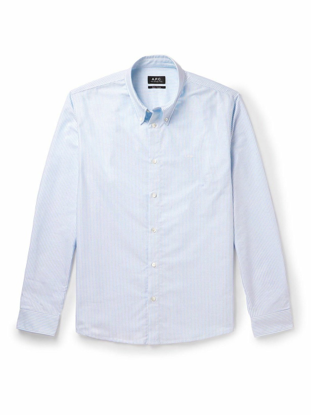 Photo: A.P.C. - Greg Pinstriped Cotton Oxford Shirt - Blue