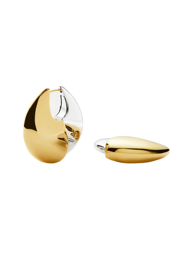 Photo: Missoma Sculptural Pebble Large Hoop Earrings - Gold - One Size