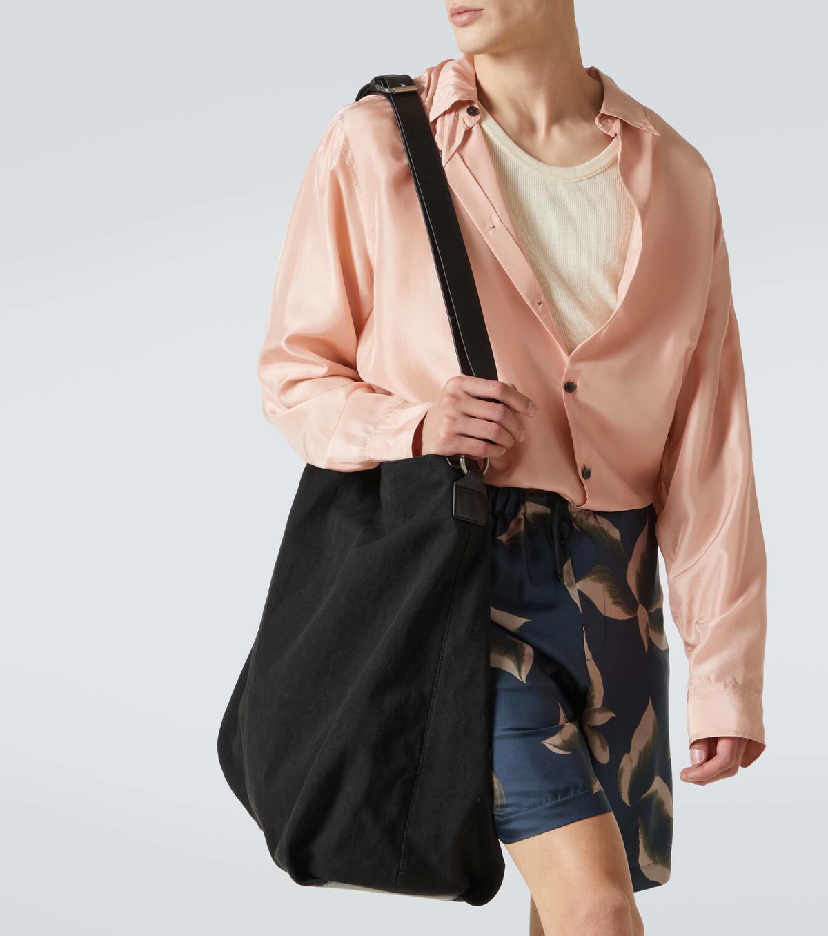Dries Van Noten Leather-trimmed canvas shoulder bag