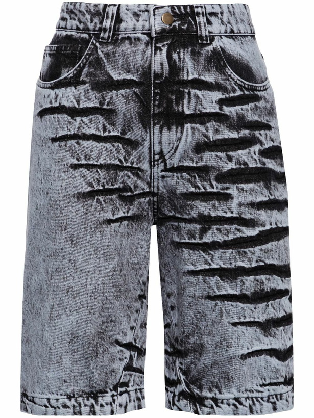 Photo: Masha Popova Blue Bleached-Effect Denim Shorts