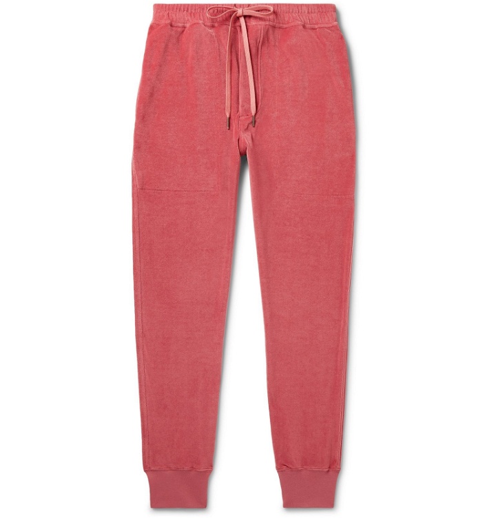 Photo: TOM FORD - Tapered Cotton-Blend Velour Sweatpants - Pink