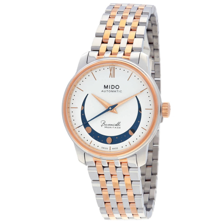 Photo: Mido Baroncelli Smiling Moon Automatic White Dial Ladies Watch M0272072201001