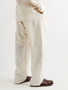 Chamula - Wide-Leg Striped Cotton Drawstring Trousers - Neutrals