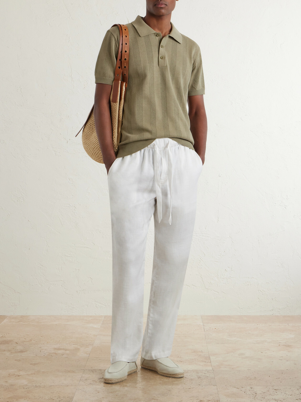 Frescobol Carioca - Luan Straight-Leg Linen and Cotton-Blend Drawstring Trousers - White