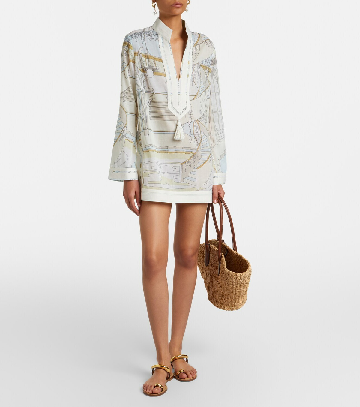Tory Burch Printed cotton voile tunic