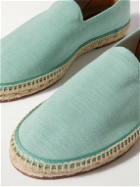 Loro Piana - Seaside Walk Leather-Trimmed Cotton and Silk-Blend Espadrilles - Green