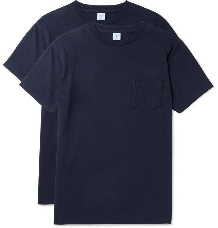 Photo: Velva Sheen - Two-Pack Slim-Fit Cotton-Jersey T-Shirts - Men - Navy