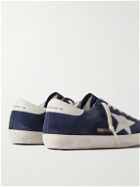 Golden Goose - Super-Star Distressed Leather-Trimmed Suede Sneakers - Blue