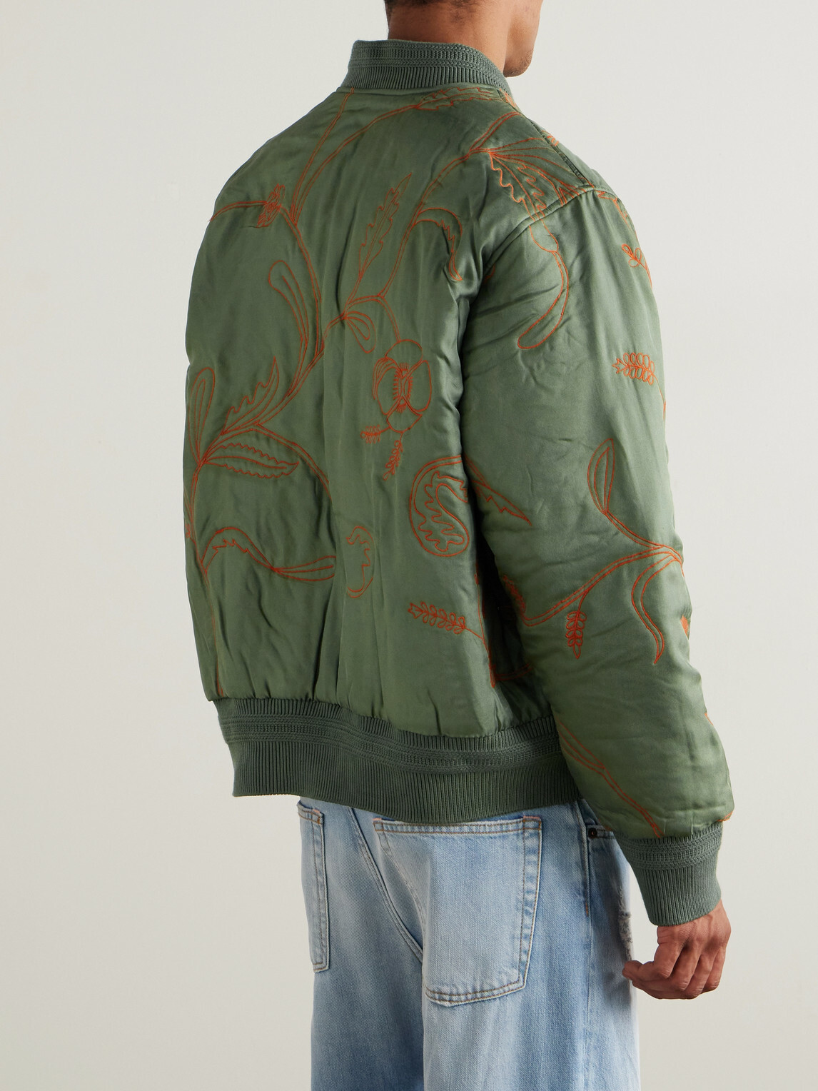 Kardo - Max Embroidered Silk-Twill Bomber Jacket - Green