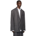 Balenciaga Grey Wool Plaid Boxy Blazer