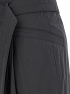 Low Classic Grey Pants With Double Belt And Pleated Details In Cotton Blend Woman
