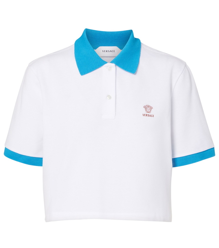 Photo: Versace Embroidered cotton piqué polo shirt