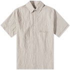 Sage Nation Men's Double Hem Short Sleeve Shirt in Crinkle Pinstripe