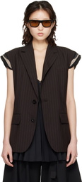 sacai Brown Chalk Stripe Vest
